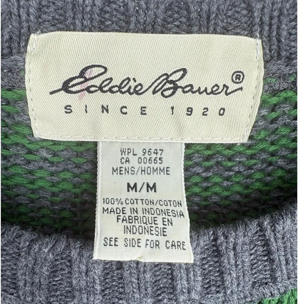 Eddie Bauer Mens Striped Long‎ Sleeve Crew Neck Cotton Sweater Size Medium Green - Picture 3 of 12